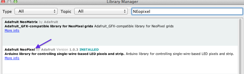 Getting the NeoPixel library